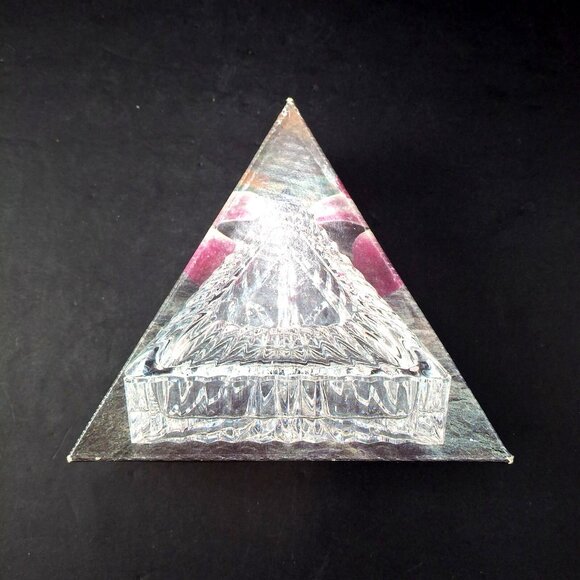 Bohemian Crystal Trinket Box Czech Republic Triangle Original Stickers and Box - Picture 11 of 13